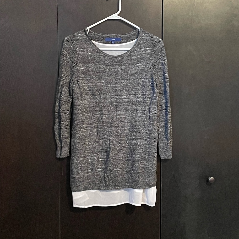 APT 9 Gray Layered Blouse, L